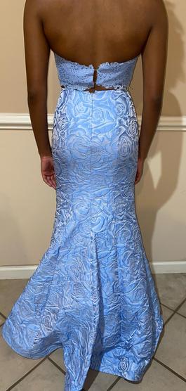 Ellie Wilde Light Blue Size 2 Lace Floor Length Mermaid Dress on Queenly
