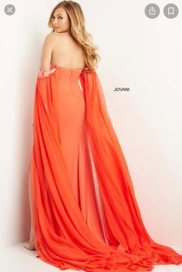 Jovani Orange Size 2 Strapless Prom Pageant Floor Length Train Dress on Queenly