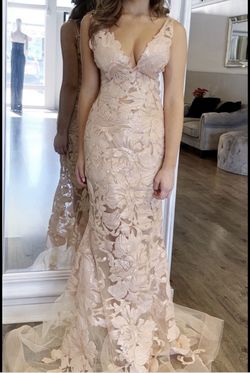 Jovani Pink Size 12 Rose Gold Straight Dress on Queenly