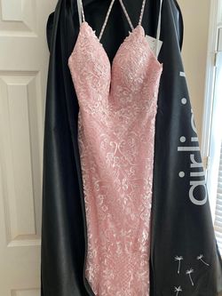 Jovani Pink Size 6 Backless Black Tie Lace Mermaid Dress on Queenly