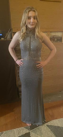 Ellie Wilde Silver Size 4 Black Tie $300 A-line Dress on Queenly