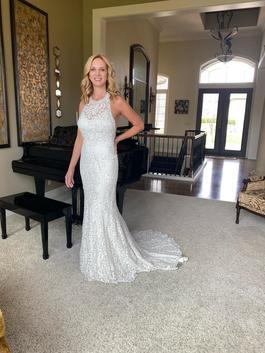 Madison James White Size 8 Floor Length Halter Mermaid Dress on Queenly