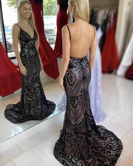 Jovani Black Size 14 Floor Length Sorority Formal Mermaid Dress on Queenly