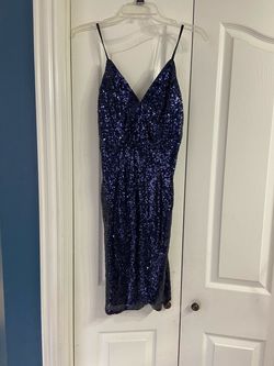 Ina Blue Size 8 Prom Midi Sequin Cocktail Dress on Queenly