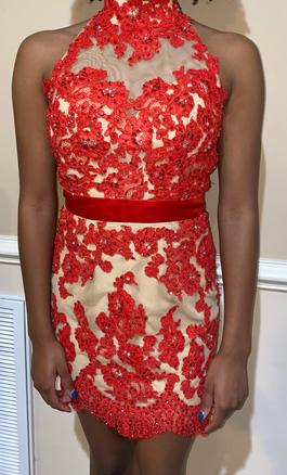 Sherri Hill Red Size 4 Backless Keyhole Prom Cocktail Dress on Queenly
