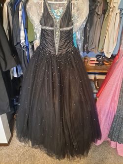 Kiss Kiss Black Size 4.0 Floor Length Corset Ball gown on Queenly