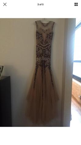 Sherri Hill Gold Size 2 Bridesmaid Tulle Embroidery Mermaid Dress on Queenly