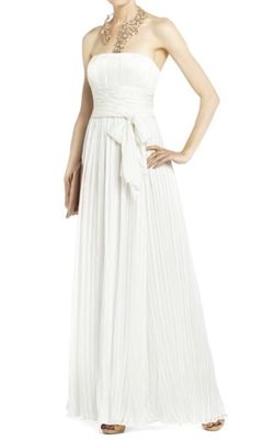BCBGmaxazria White Size 4 Floor Length 50 Off Straight Dress on Queenly