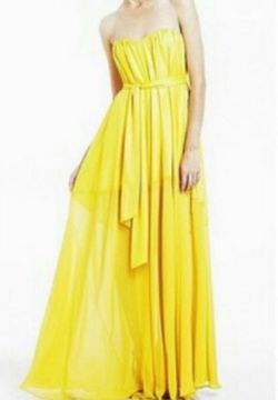 BCBGmaxazria Yellow Size 2 Floor Length Straight Dress on Queenly