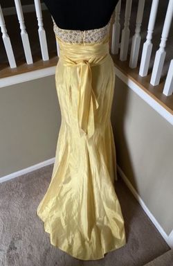 Jovani Yellow Size 6 Floor Length Military Strapless A-line Dress on Queenly