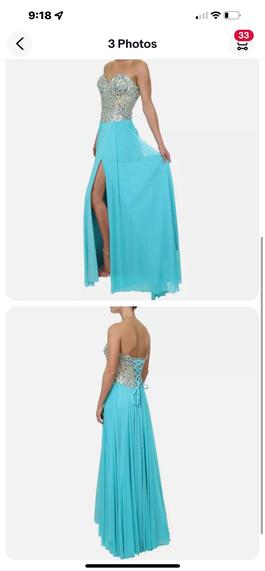 Terani Couture Blue Size 8 Cocktail Prom Homecoming Midi Side slit Dress on Queenly