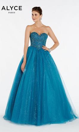 Style 60381 Alyce Paris Blue Size 2 Pageant Prom Ball gown on Queenly
