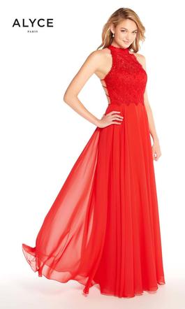 Style 60061 Alyce Paris Red Size 8 Tulle Prom Straight Dress on Queenly