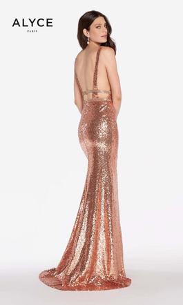 Style 60036 Alyce Paris Rose Gold Size 0 Prom Jewelled Mermaid Dress on Queenly