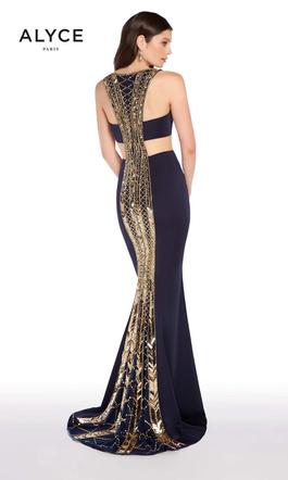 Style 60008 Alyce Paris Navy Blue Size 0 Prom Straight Dress on Queenly