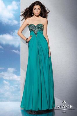 Style 35572 Alyce Paris Green Size 10 Silk Tulle Straight Dress on Queenly