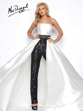 Style 11039M Mac Duggal White Size 6 Strapless Overskirt Jumpsuit Dress on Queenly