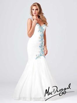 Style 64682M Mac Duggal White Size 2 Pattern Prom Straight Dress on Queenly