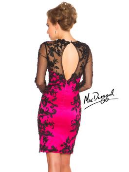 Style 61410R Mac Duggal Hot Pink Size 8 Sleeves Midi Cocktail Dress on Queenly