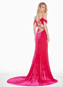 Style 1473 Ashley Lauren Hot Pink Size 6 Corset Straight Dress on Queenly