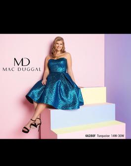 Style 66280F Mac Duggal Blue Size 24 Midi Cocktail Dress on Queenly