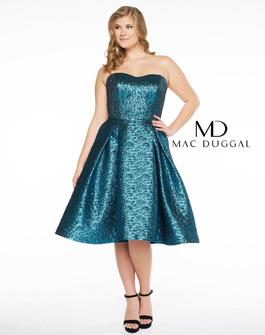 Style 66280F Mac Duggal Blue Size 24 Midi Cocktail Dress on Queenly