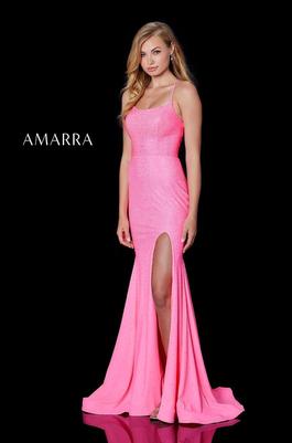 Style 87355 Amarra Pink Size 4 Pageant Side slit Dress on Queenly