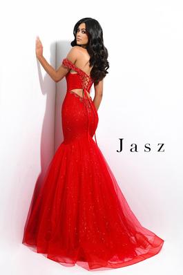 Style 7301 Jasz Couture Red Size 00 Jewelled Cut Out Mermaid Dress on Queenly