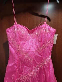Precious Formals Pink Size 12 Tall Height $300 Spaghetti Strap A-line Dress on Queenly