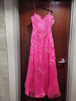 Precious Formals Pink Size 12 $300 Tall Height Black Tie A-line Dress on Queenly