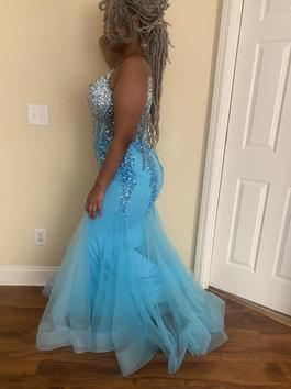 Jovani Blue Size 16 Prom Sheer Mermaid Dress on Queenly