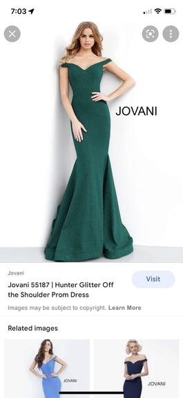 Jovani Green Size 12 Floor Length Shiny Mermaid Dress on Queenly