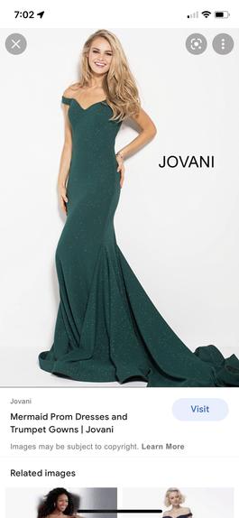 Jovani Green Size 12 Floor Length Shiny Mermaid Dress on Queenly