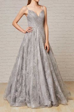 Style J18022 Jadore Evening Silver Size 10 50 Off Spaghetti Strap Ball gown on Queenly