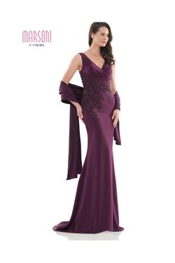 Style MV1147 Colors Purple Size 14 V Neck Straight Dress on Queenly