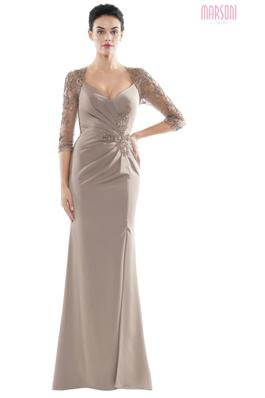 Style TAUPE EVENING GOWN Colors Nude Size 10 Embroidery Prom Straight Dress on Queenly