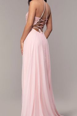 Style S10228 Faviana Light Pink Size 2 Sheer $300 Side slit Dress on Queenly