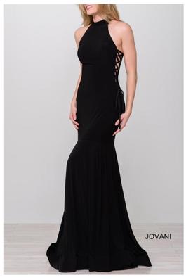 Style 50487 Jovani Black Size 4 High Neck Corset Sorority Formal Mermaid Dress on Queenly