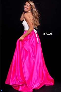 Style 60386 Jovani Pink Size 0 Two Piece Floor Length Halter Ball gown on Queenly