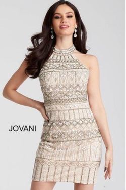 Style GORGEOUS COCKTAIL DRESS Jovani White Size 6 Tall Height Sunday Midi Cocktail Dress on Queenly