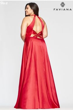 Style 9495 Faviana Red Size 12 $300 Plus Size Prom A-line Dress on Queenly