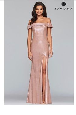Style 10216 Faviana Pink Size 0 Pageant $300 Jewelled Prom Side slit Dress on Queenly