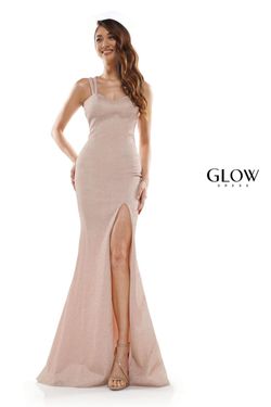 Style G893 Glow By Colors Gold Size 4 Floor Length Side slit Dress on Queenly