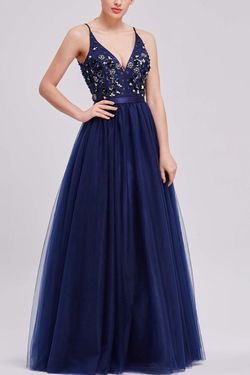 Style J16015 Jadore Blue Size 16 Beaded Top Navy Floor Length Ball gown on Queenly