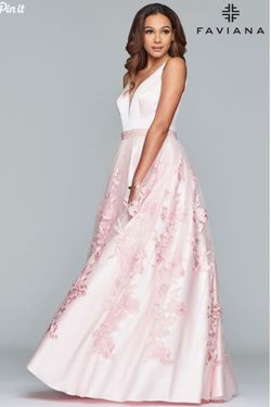 Style S10230 Faviana Pink Size 2 Prom Tulle Tall Height A-line Dress on Queenly