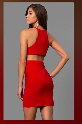 Style ZIPPER BACK DRESS Faviana Red Size 0 Homecoming $300 Fitted Cocktail Dress on Queenly