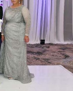 Custom made Silver Size 18 Sequin Plus Size Floor Length Straight Dress on Queenly