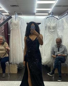 Cinderella Divine Black Tie Size 2 Floor Length Sequin Side slit Dress on Queenly