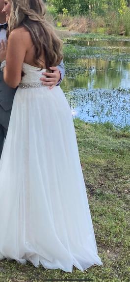 Sherri Hill White Size 8 Jewelled Belt Straight A-line Dress on Queenly