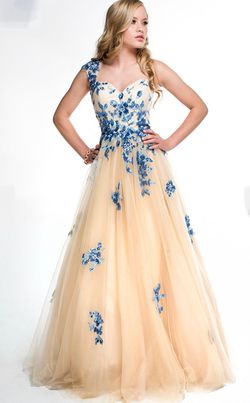 Style 16344 Brit Cameron Nude Size 2 Embroidery Ball gown on Queenly